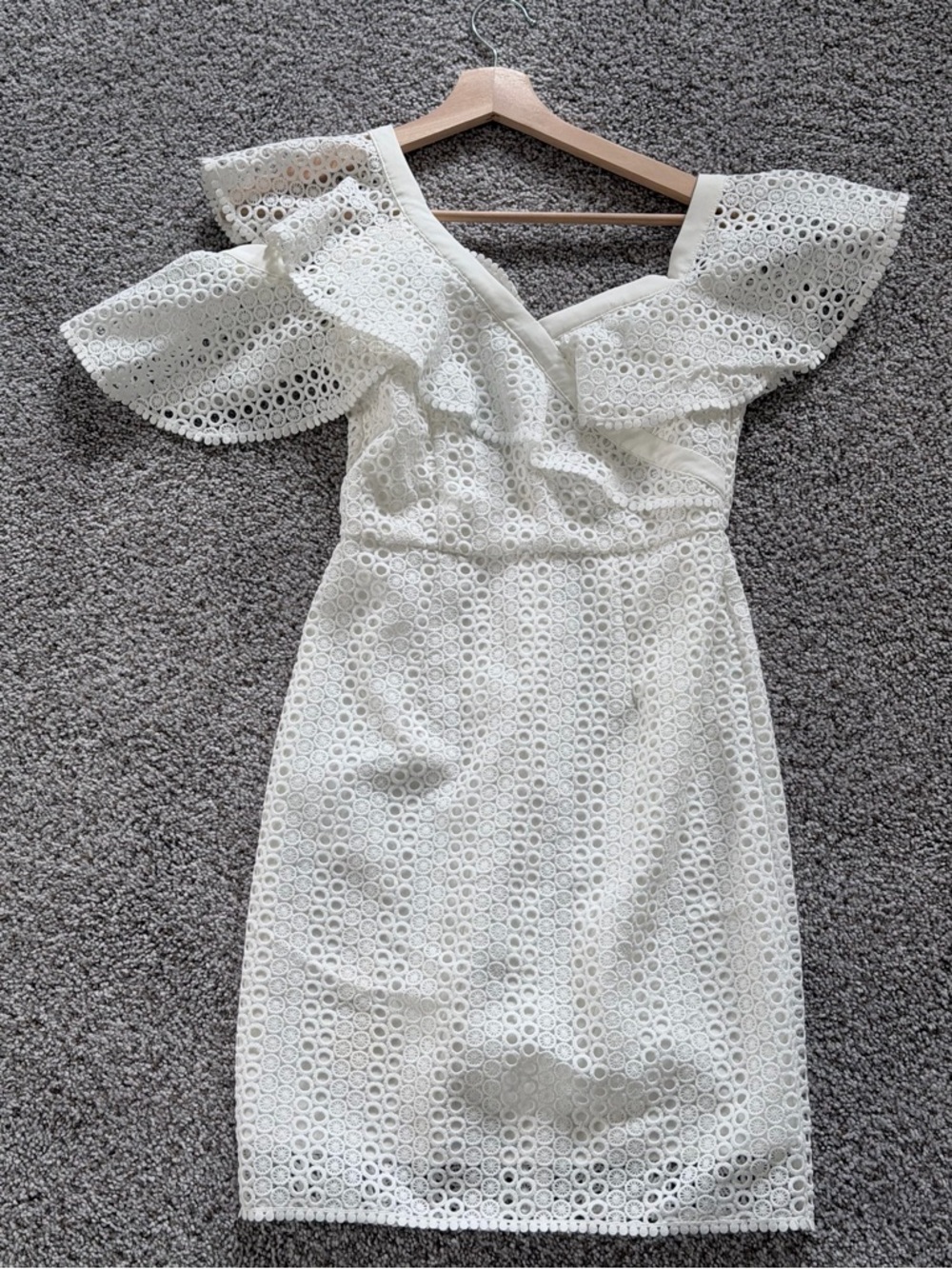 White One shoulder Ruffle Sheath Dress - worn once